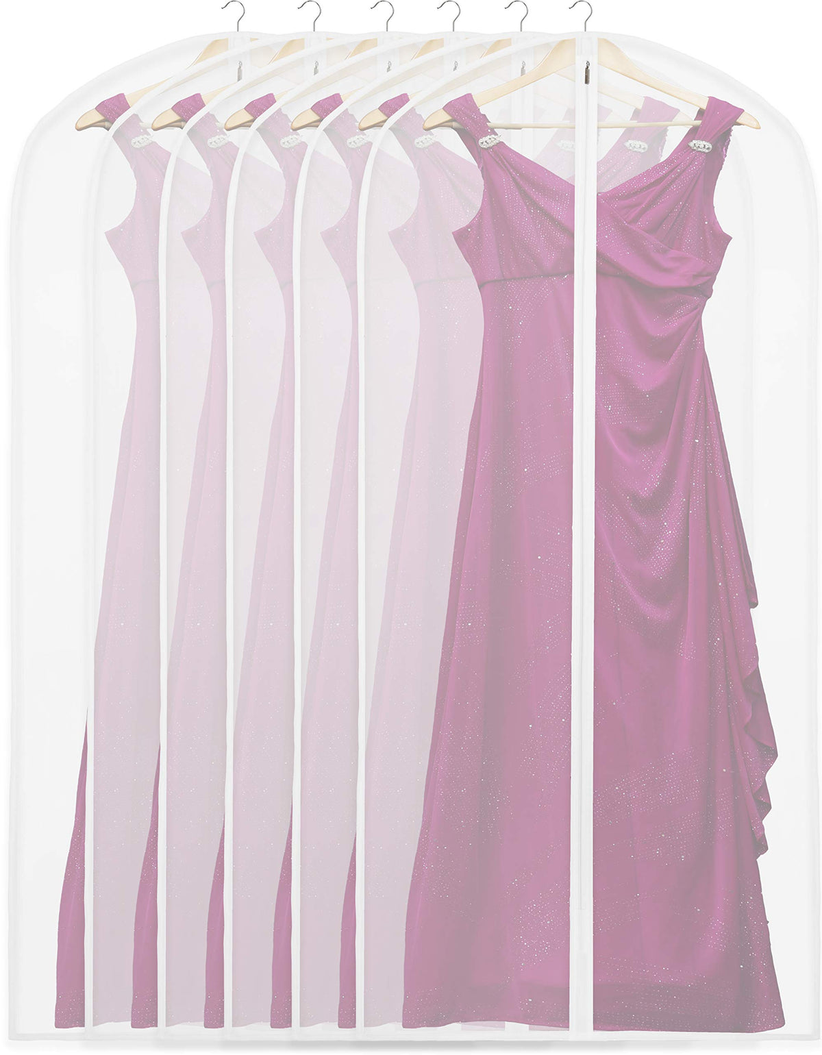 Simple Houseware 40-Inch Translucent Garment Bags with Zipper, 5 Pack