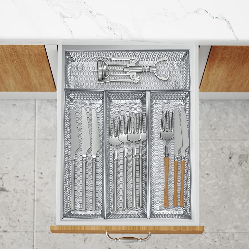 Neudeco Silverware Organizer, Silver, 9 * 3 * 2 inch, Pack 6