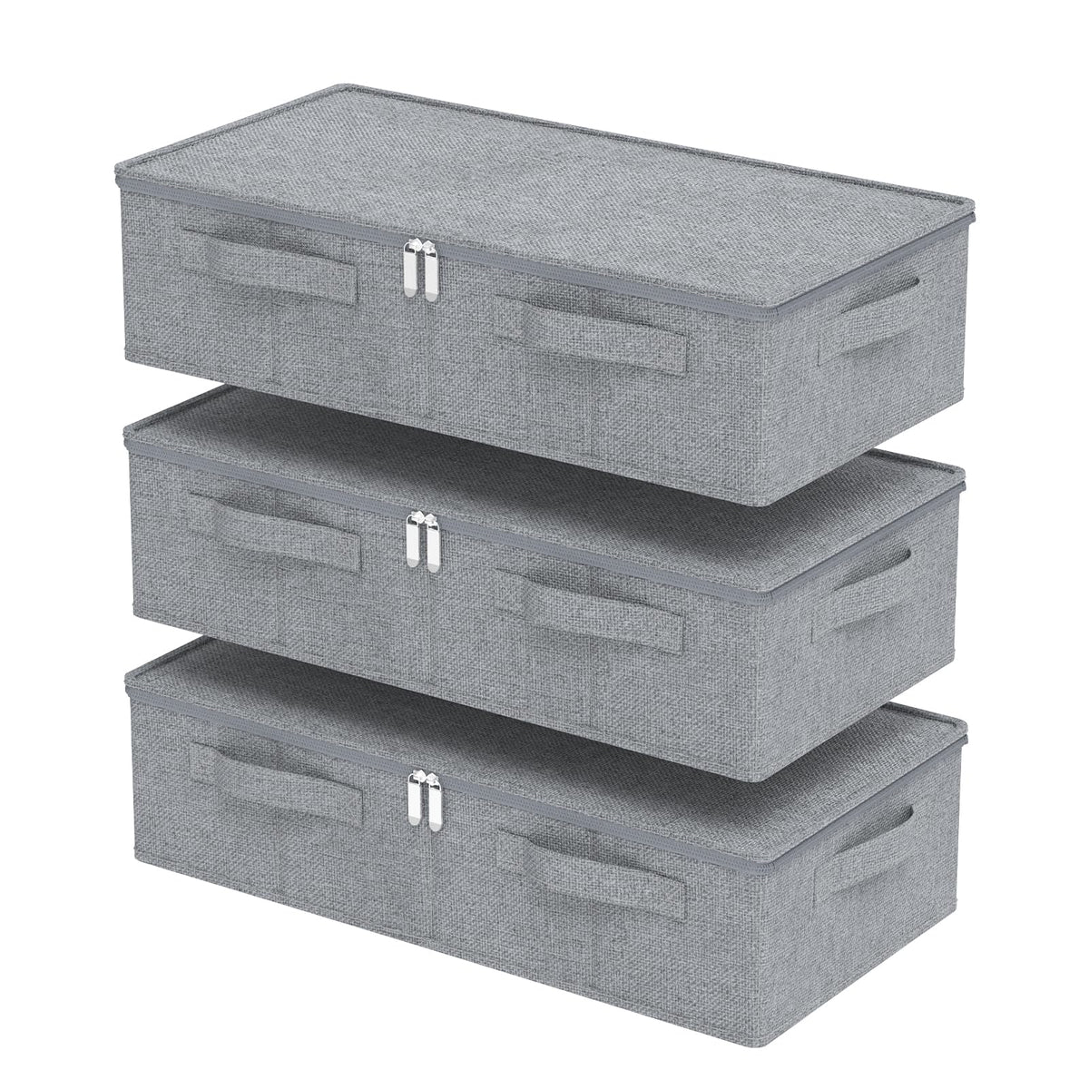 Underbed Fabric Storage Box with Lids,23.6x11.8x5.9in,Grey,2 Pack