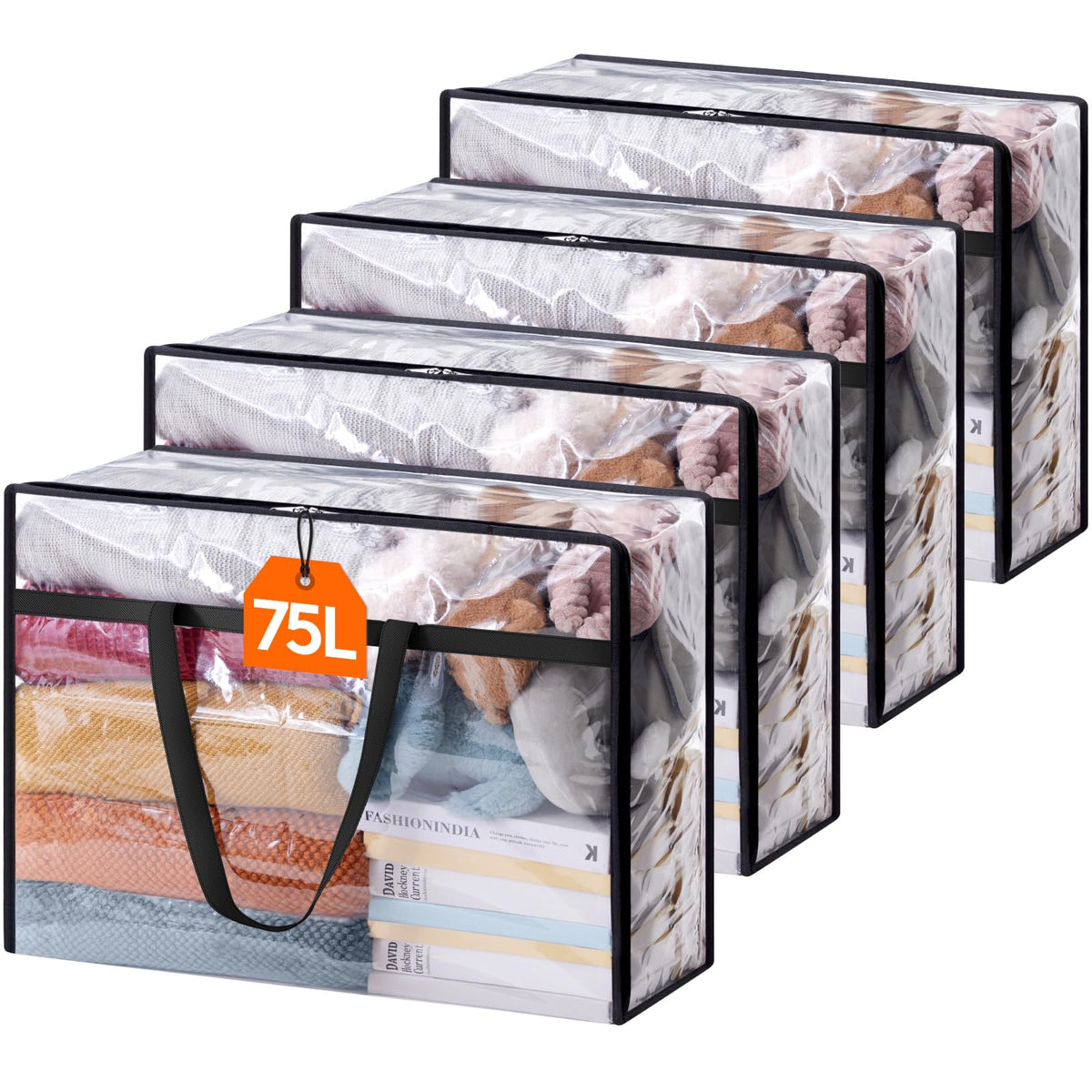 Lifewit 60L Clear Clothes Storage Bags,Plastic Foldable Blanket Storage Bag