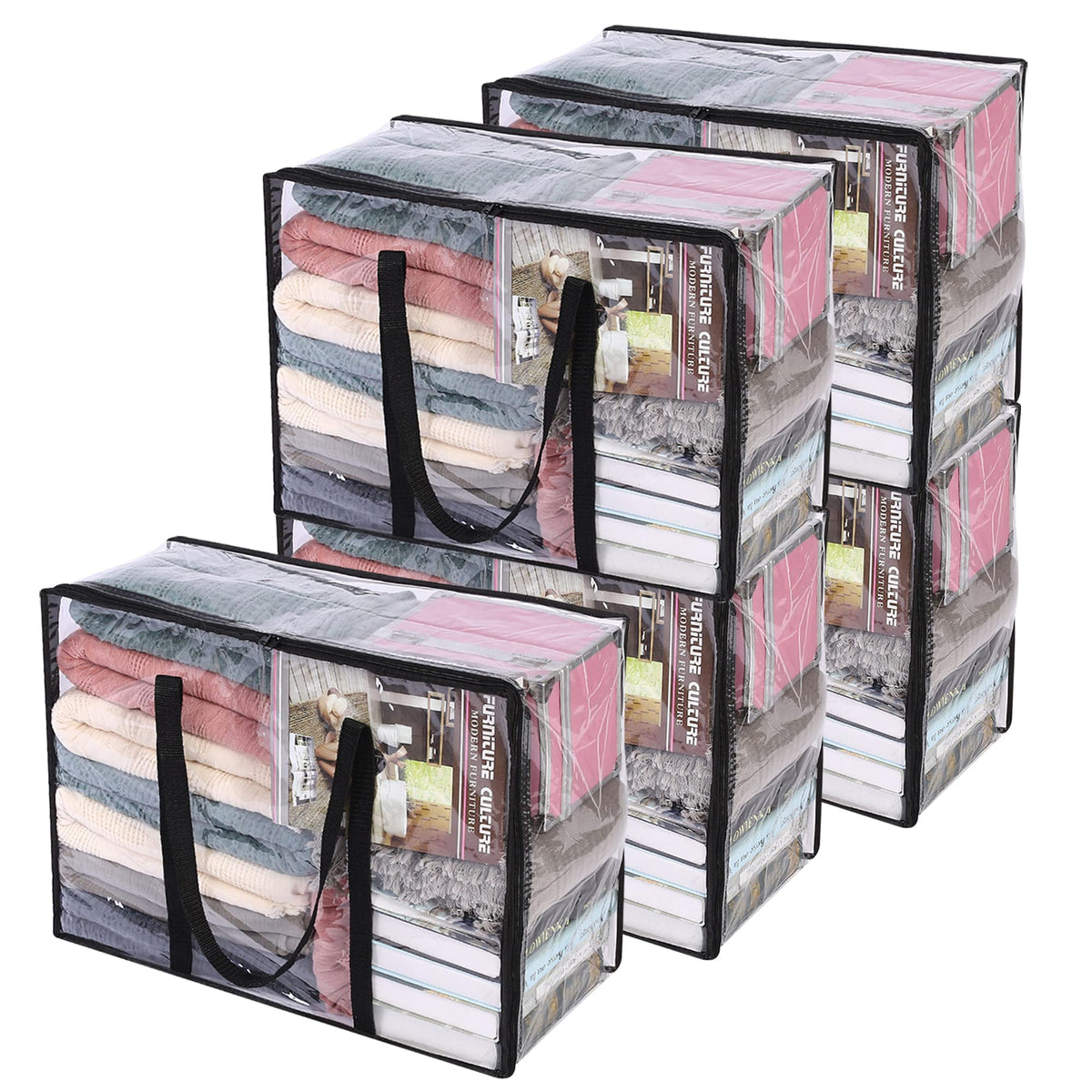 Vieshful 3 Pack Clear Storage Bags for Clothes Blanket Comforter & Bedding