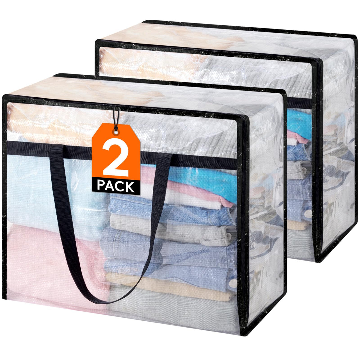 Lifewit 6 Pack Clear Storage Bags, 45L Clothes Organizer with Zipper