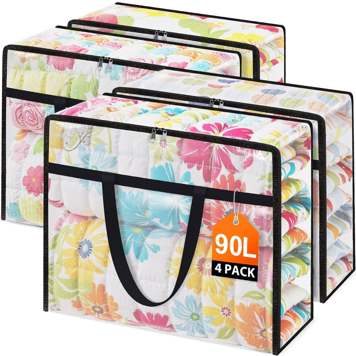 4 Packs 60L Clear Under Bed Storage Containers, Large Clothes Storage Bags