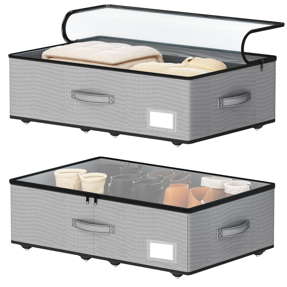 EE-RoomWorld Under Bed Storage with Wheels, 10 inches height，Black