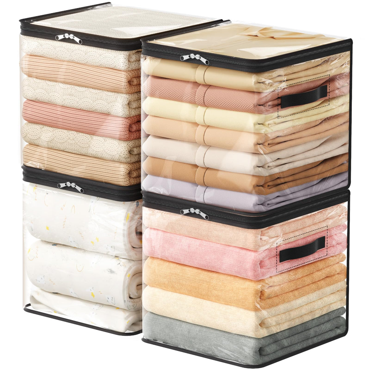 Lifewit 6 Pack Clear Clothes Storage Bags, Sweater Storage with Zipper, 36L