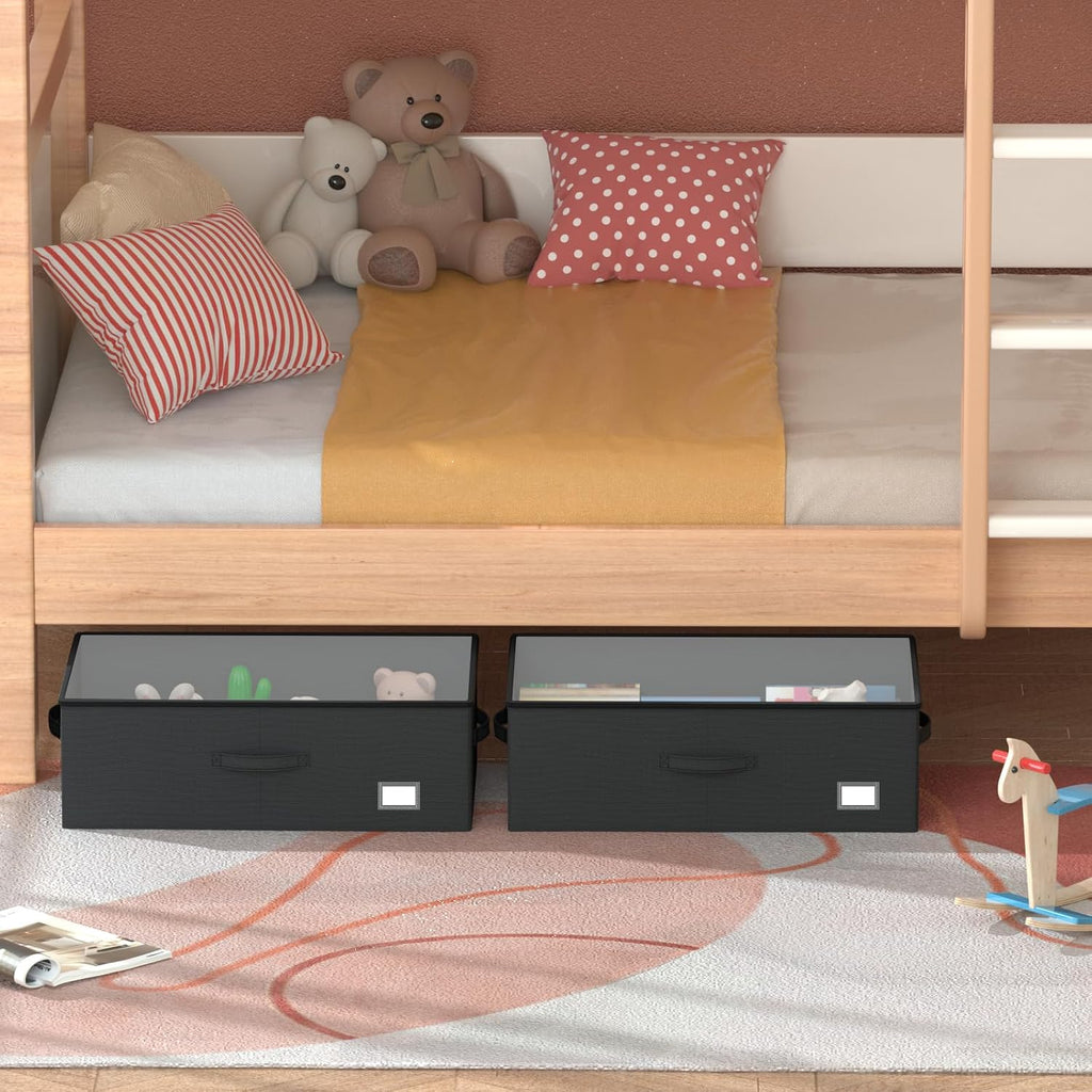EE-RoomWorld Under Bed Storage with Wheels, 10 inches height，Black