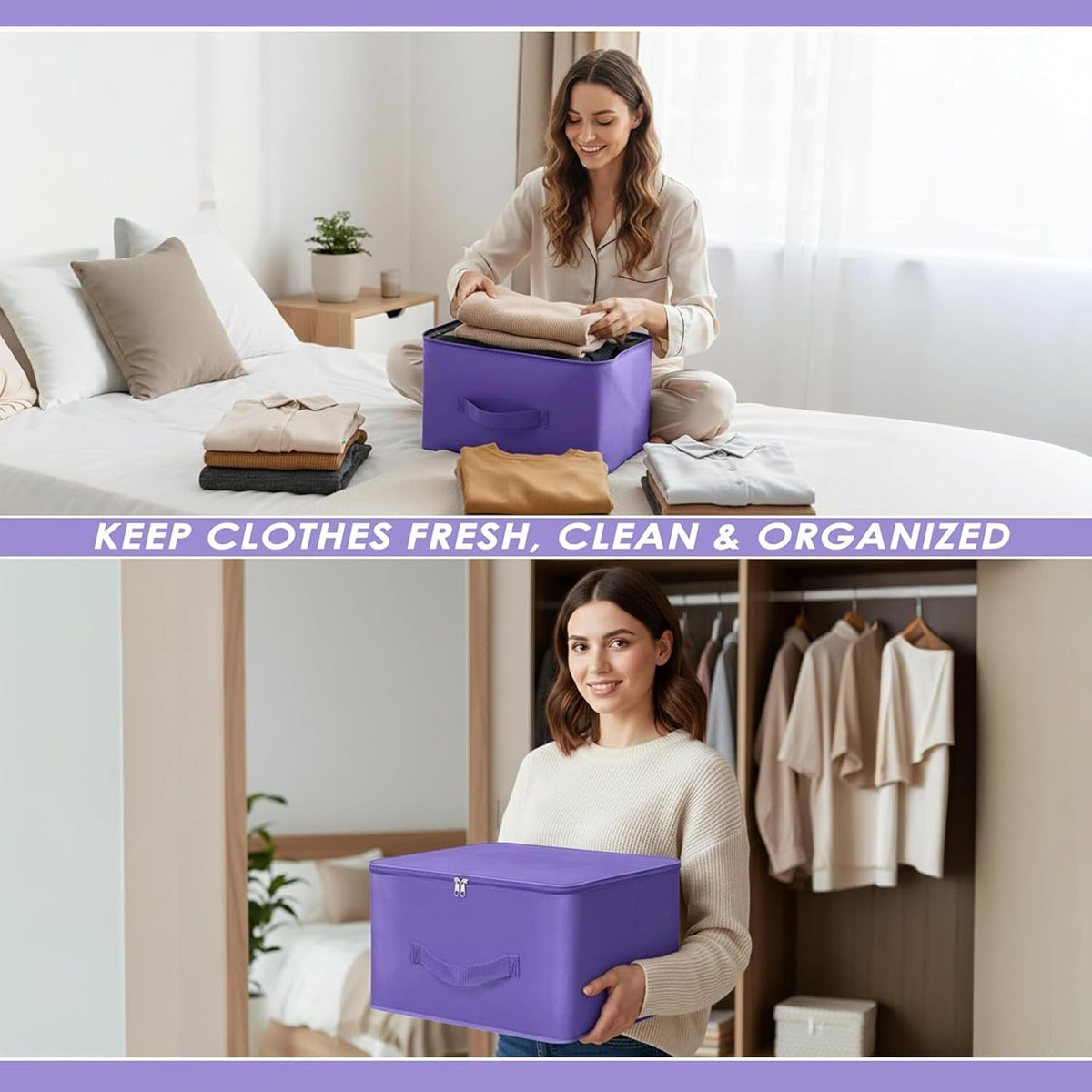 Storite 2 Pack Nylon Wardrobe Bag Underbed Cloth Storage Organizer