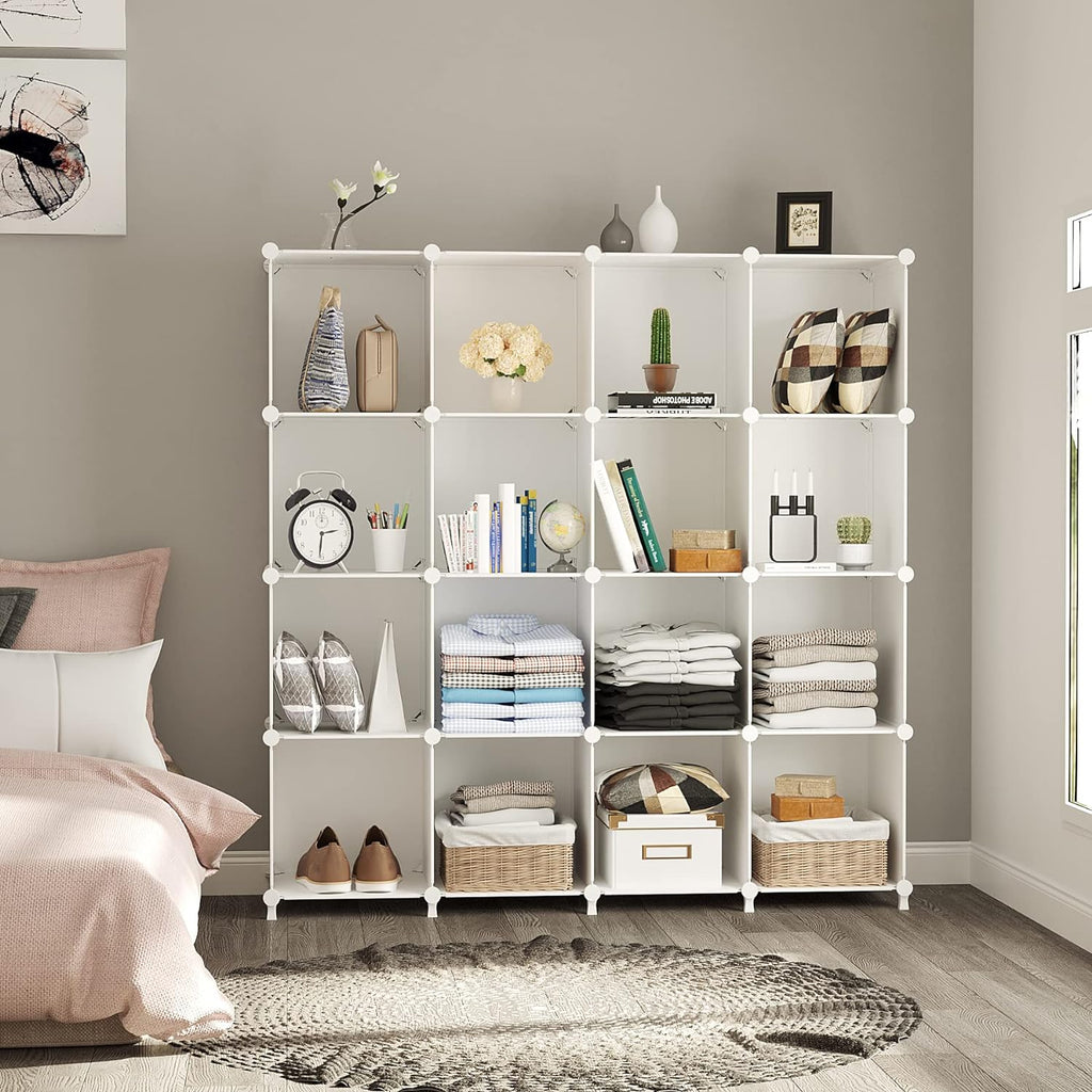 AWTATOS Cube Storage Organizer, 16 Cube Closet Organizer, White