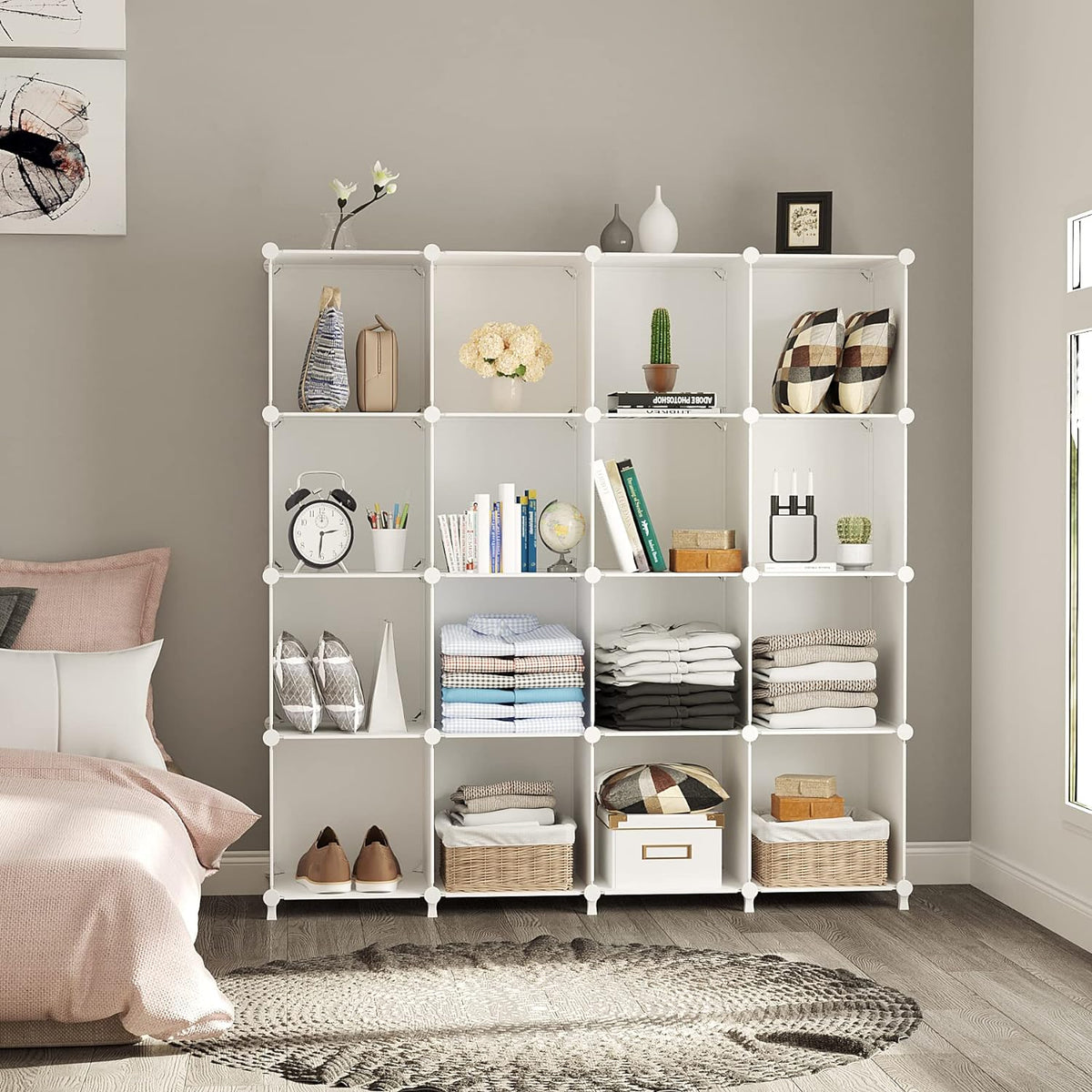 AWTATOS Cube Storage Organizer, 16 Cube Closet Organizer, White