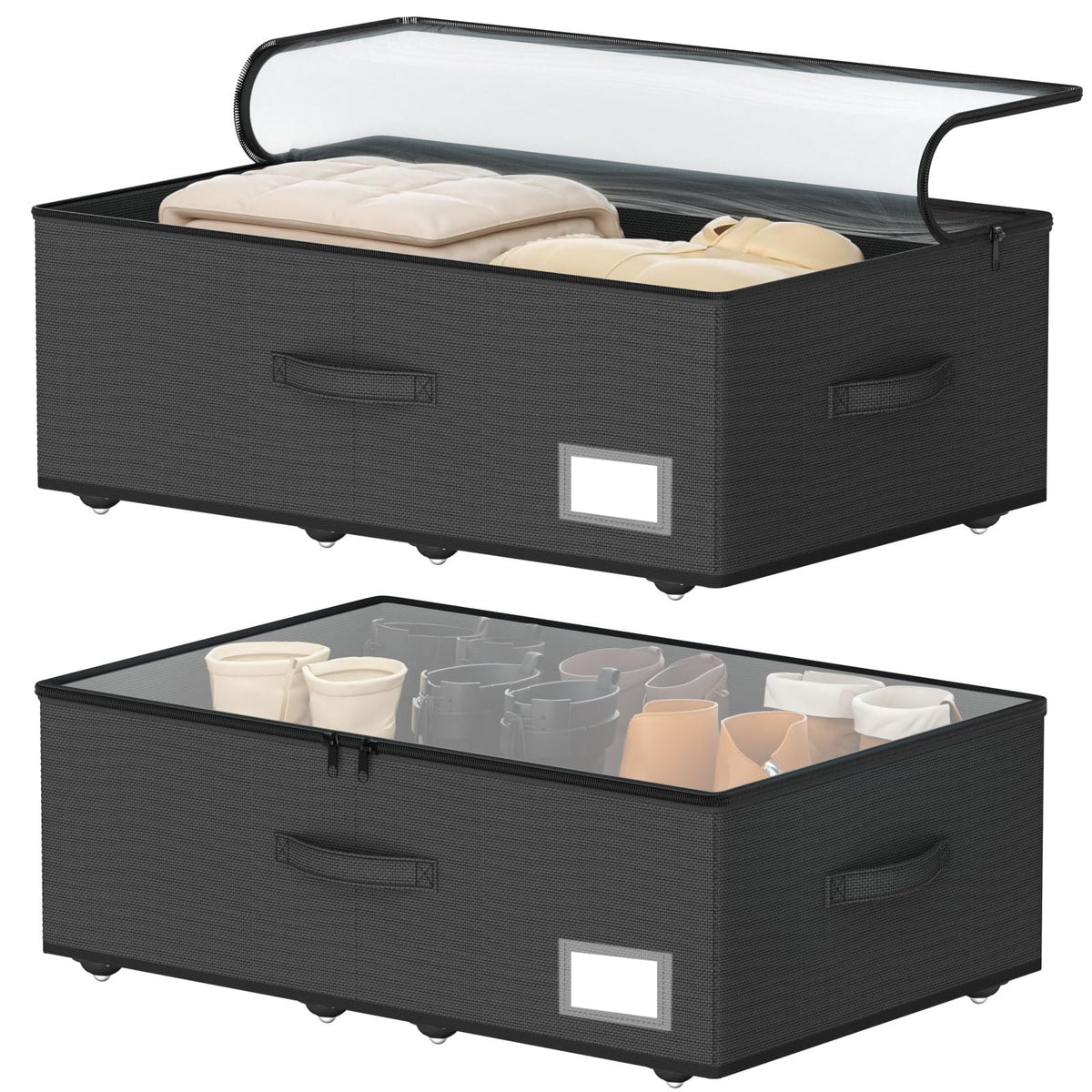 EE-RoomWorld Under Bed Storage with Wheels, 10 inches height，Black