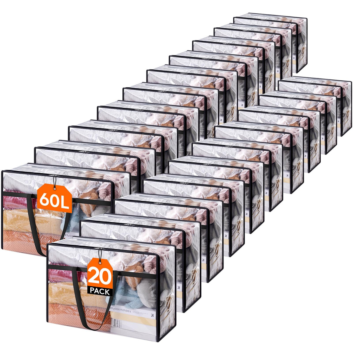 Lifewit 60L Clear Clothes Storage Bags,Plastic Foldable Blanket Storage Bag
