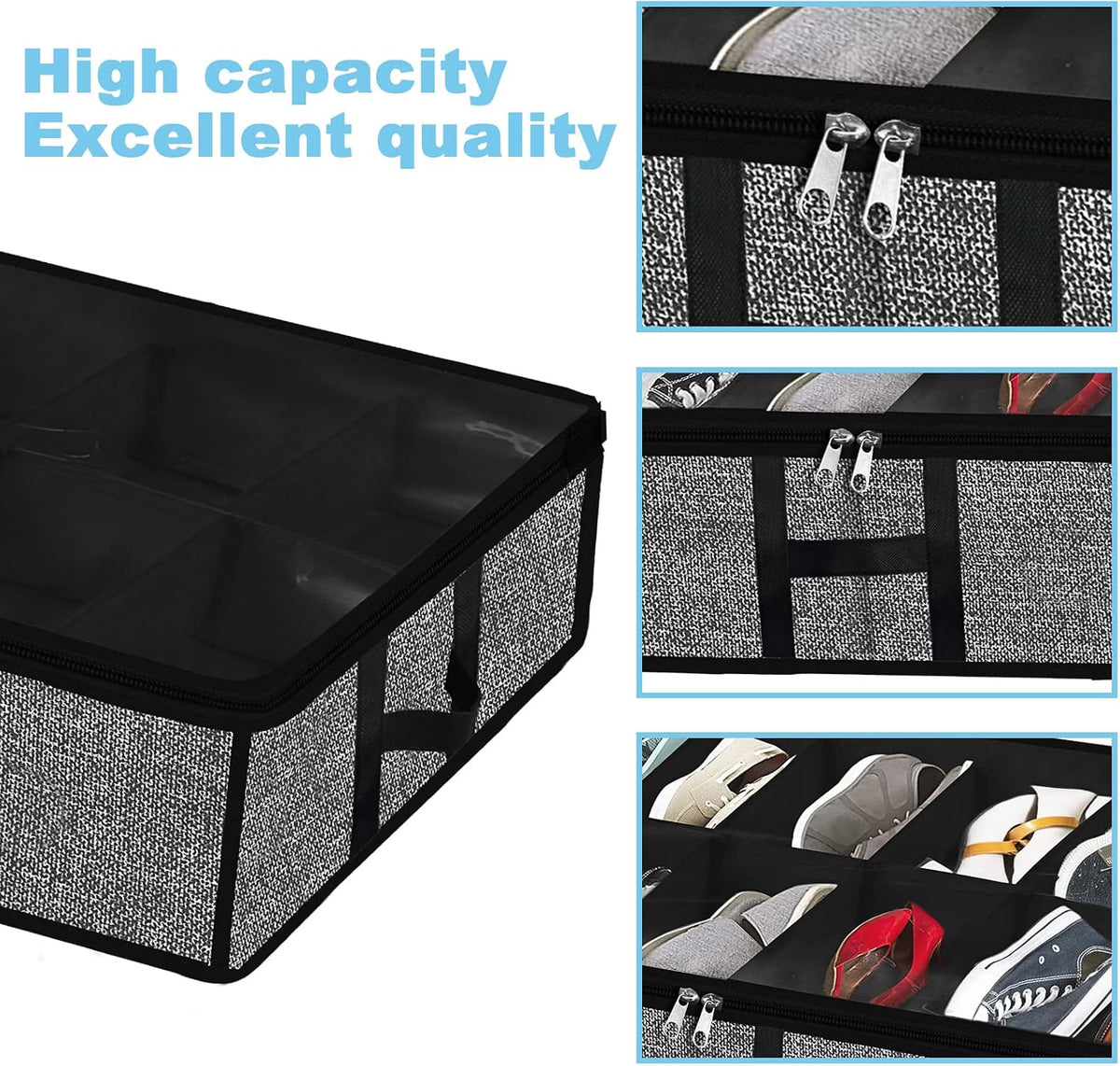 Under Bed Storage Organizer for Closet 2pc-24 Pairs Shoe Boxes
