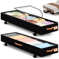 Under Bed Storage with Wheels, 12" Height Under Bed Storage Extra Deep Under Bed Storage Containers, Perfect for 14'' Bed Frame, No Assemble Metal Rolling Underbed Storage for Clothes Shoes Blankets