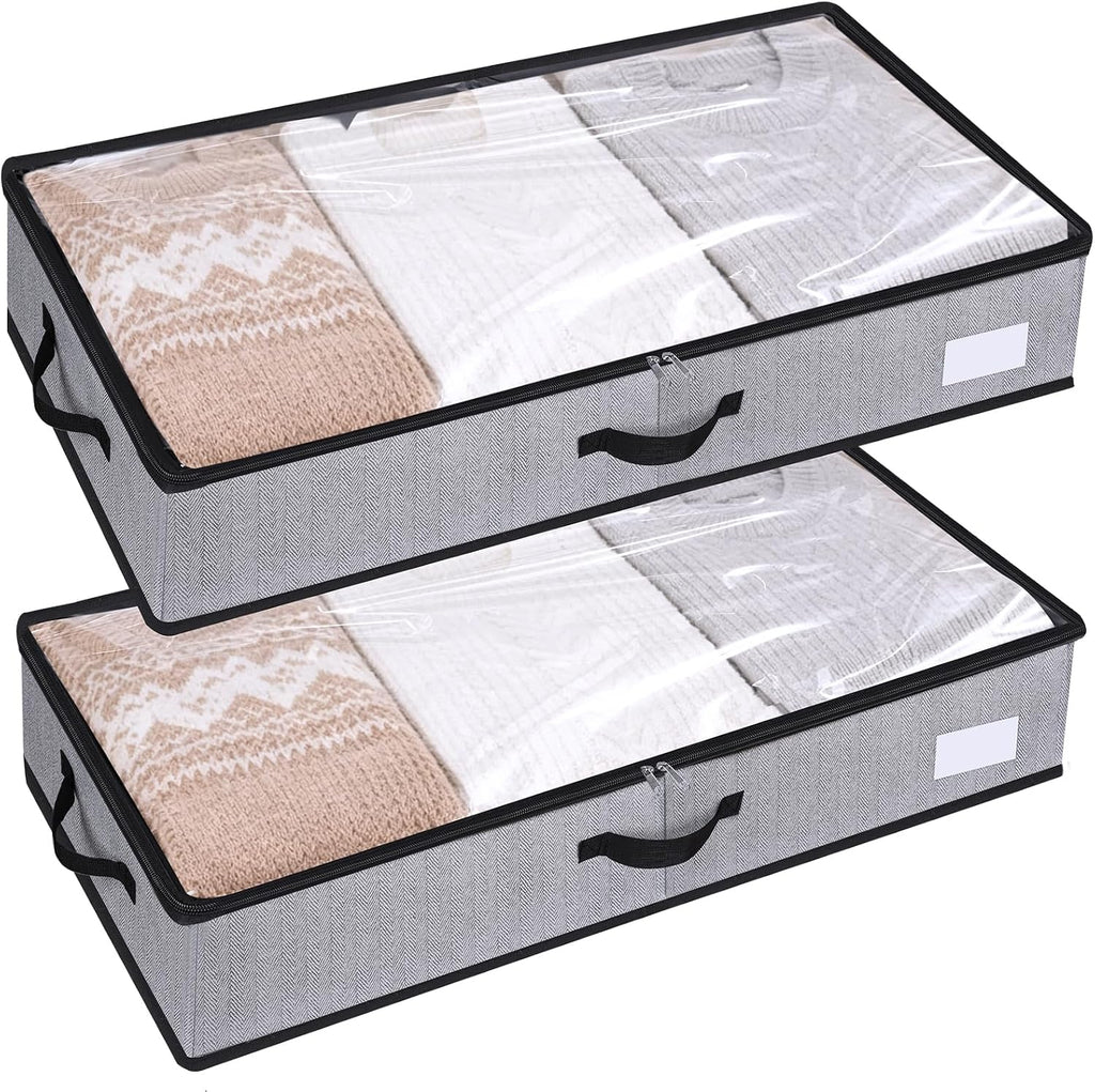 2 Pack Large Under Bed Storage Containers, Ultra-thick Fabric Underbed Bins