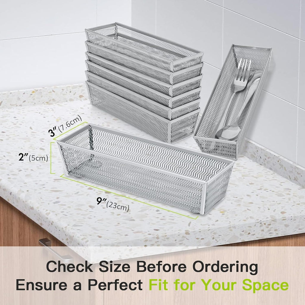 Neudeco Silverware Organizer, Silver, 9 * 3 * 2 inch, Pack 6