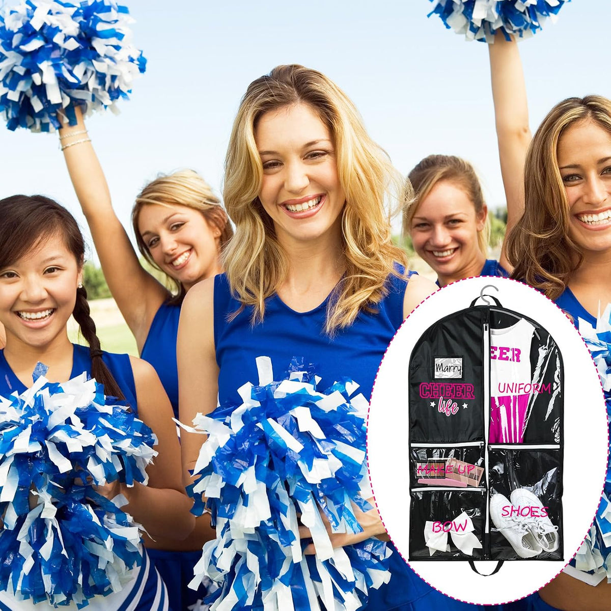 Blushtier 40" Cheer Uniform Garment Bag Cheerleading, Black,Rose Red