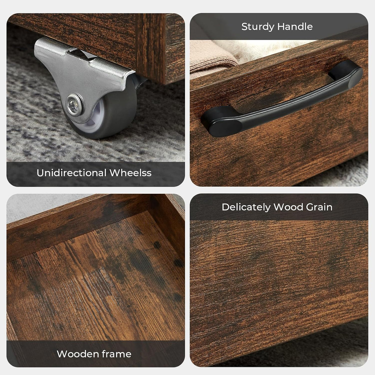 TIOPGHAD 2-Pack Under Bed Storage Drawers Organizer with Wheels, Brown