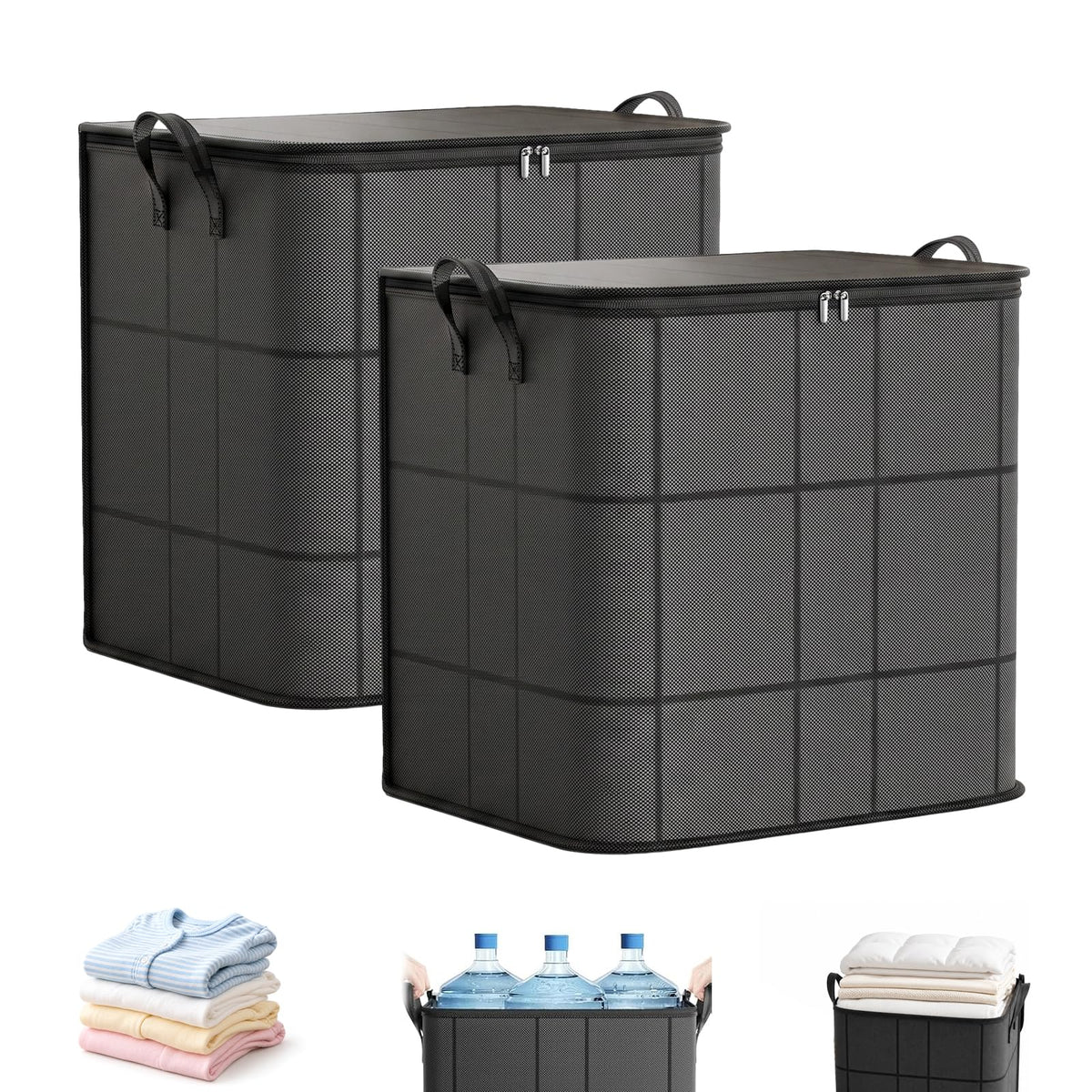 3PCS XXL Foldable Storage Bag with Reinforced Handles,180L Large Capacity