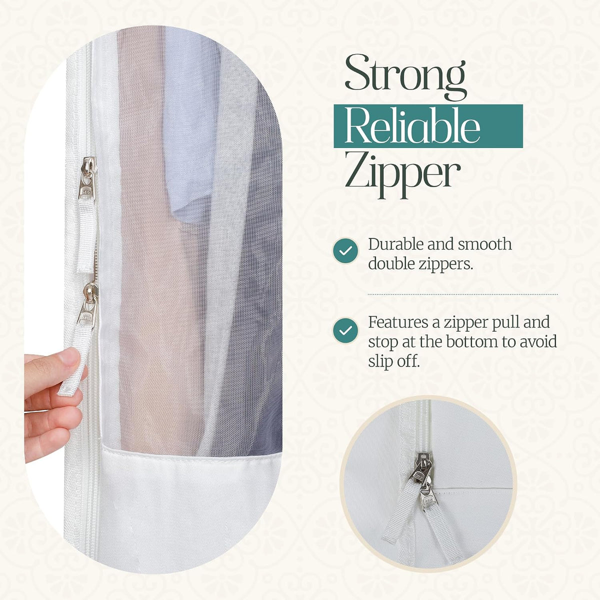Premium 40” Short Cotton Garment Bag For Hanging Clothes And Storage | Wide 6” Gusset & 4 Cedar Blocks For Fresh Smell And Moth Protection | Best For Suits, Fur Coats, Leather Jackets, Sweaters.