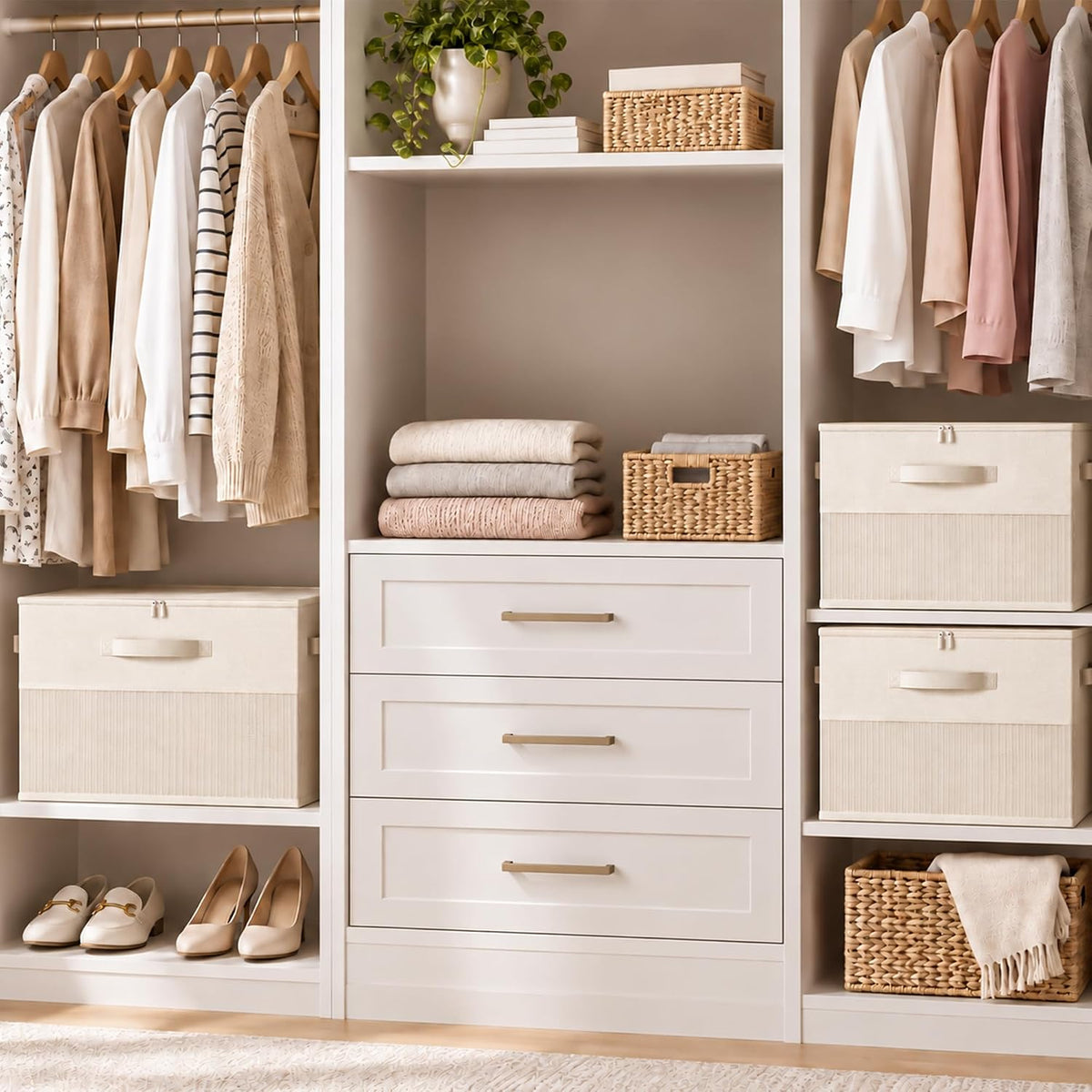Shoe Organizer for Closet, Foldable Shoe Storage with Adjustable Dividers