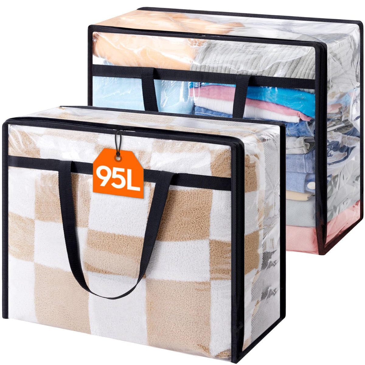 Lifewit 60L Clear Clothes Storage Bags,Plastic Foldable Blanket Storage Bag