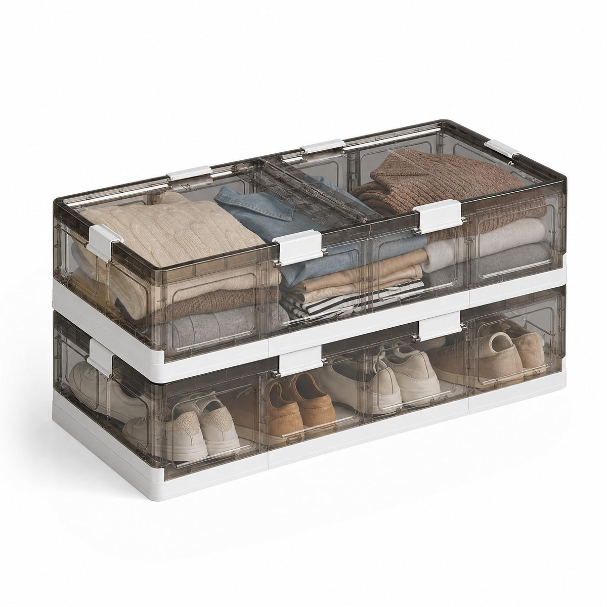 2-Pack Under Bed Storage Containers with Wheels - Stackable, Foldable Plastic Storage Boxes with Lids for Clothes, Shoes, Blankets - Perfect for Bedroom Organization and Dorms