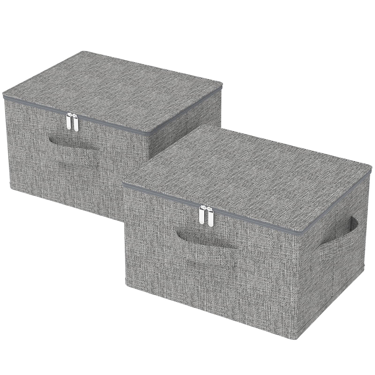 Underbed Storage Baskets with Lids,14.9x10.2x5.9in,Beige,2 Pack
