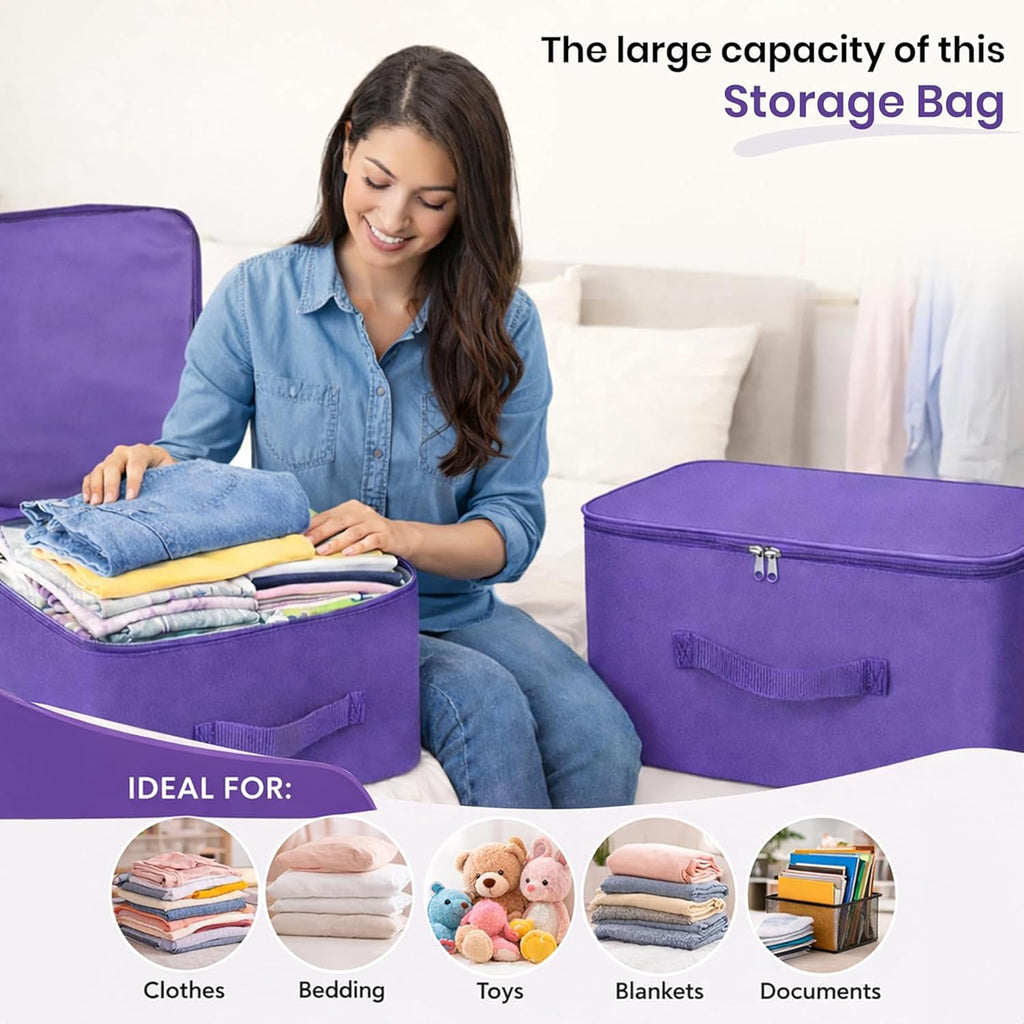 Storite 2 Pack Nylon Wardrobe Bag Underbed Cloth Storage Organizer