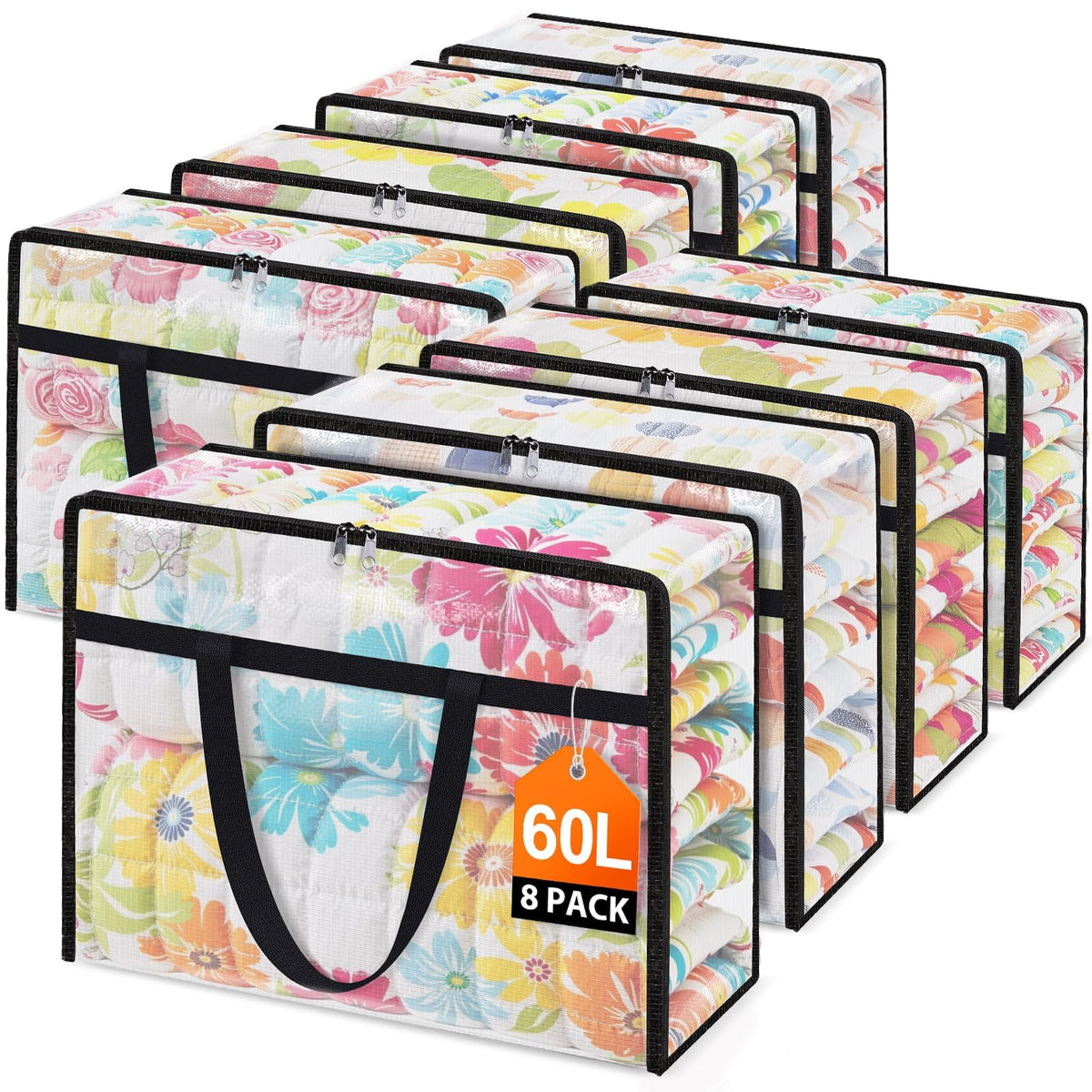 4 Packs 60L Clear Under Bed Storage Containers, Large Clothes Storage Bags