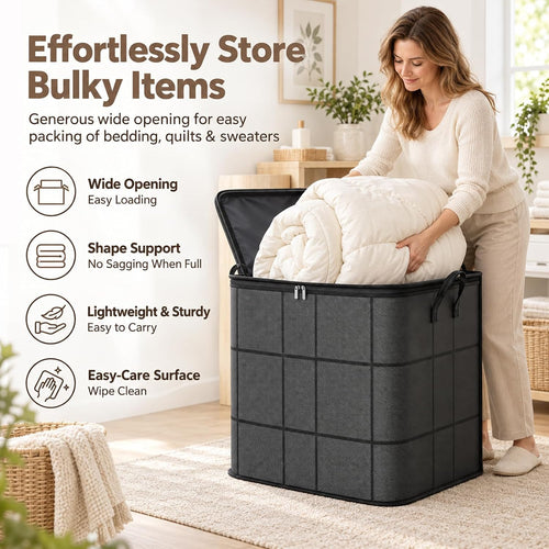 3PCS XXL Foldable Storage Bag with Reinforced Handles,180L Large Capacity