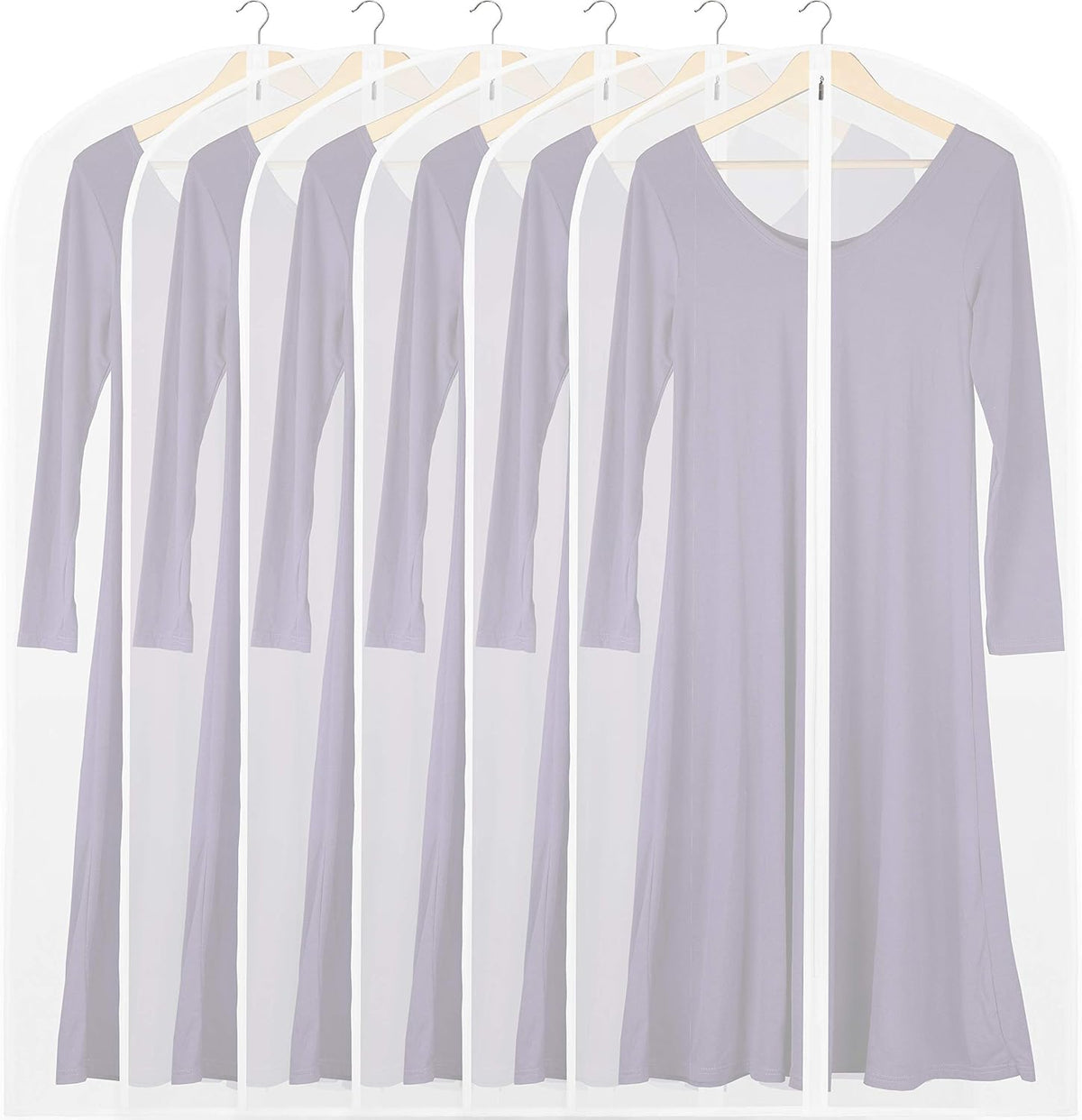 Simple Houseware 40-Inch Translucent Garment Bags with Zipper, 5 Pack