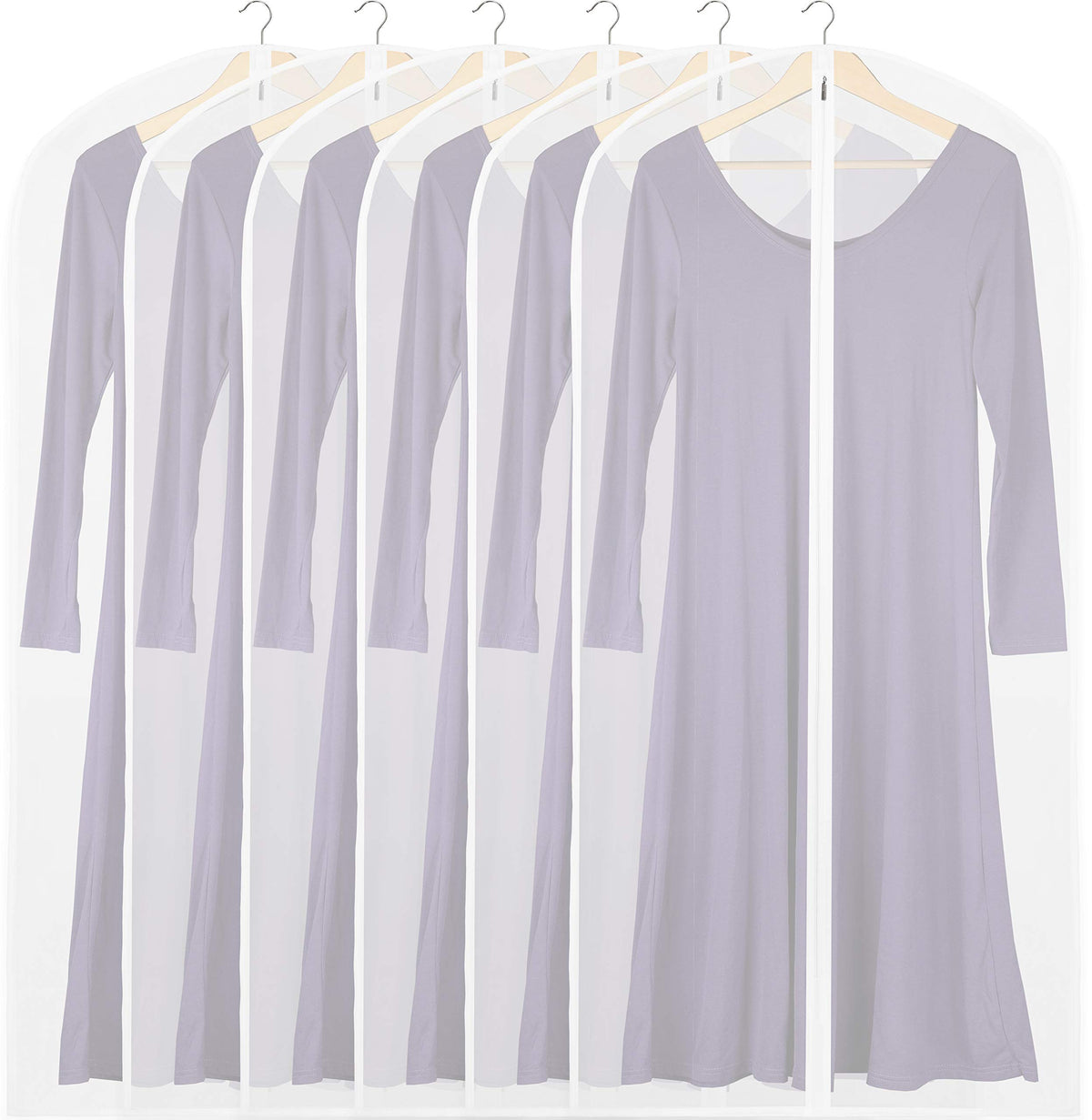 Simple Houseware 40-Inch Translucent Garment Bags with Zipper, 5 Pack