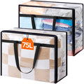 Lifewit 60L Clear Clothes Storage Bags,Plastic Foldable Blanket Storage Bag