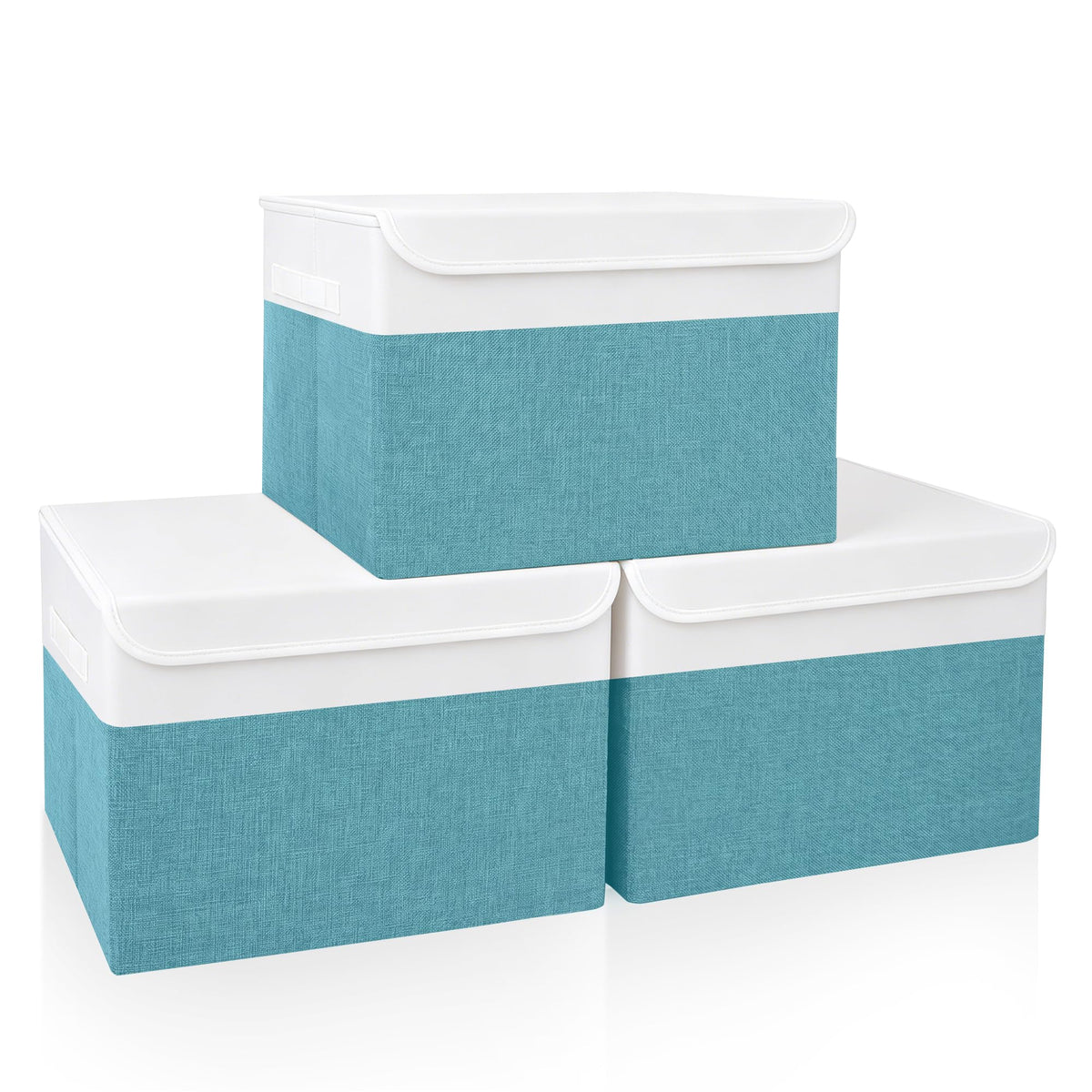 Bagnizer Large 22 Quart Linen Fabric Foldable Storage Bin Cube Organizer Basket with Flip-Top Lid & Handles, Clothes Blanket Box for Home, Office, Closet, Gray, 4 Pack 14.6 x 9.5 x 9.5”