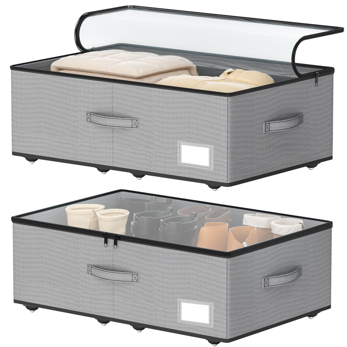 EE-RoomWorld Under Bed Storage with Wheels, 10 inches height，Black
