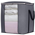 SLEEPING LAMB 120L Extra Large Blanket Storage Bags Breathable Clothes Storage Containers for King Comforter Bedding Pillow Sheet, Reinforced Handles, Grey