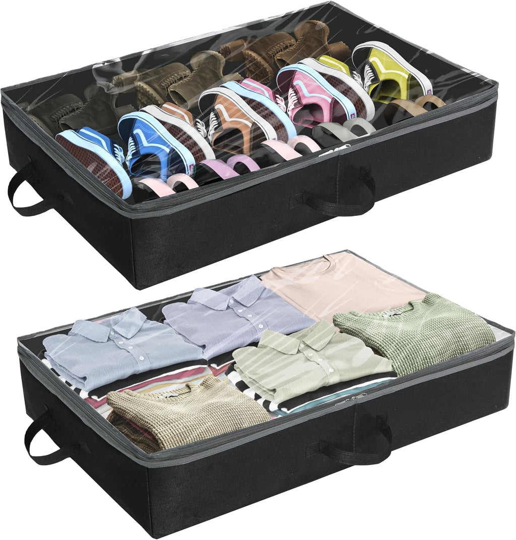 Simple Houseware 2 Pack Under Bed Storage Bin, Black