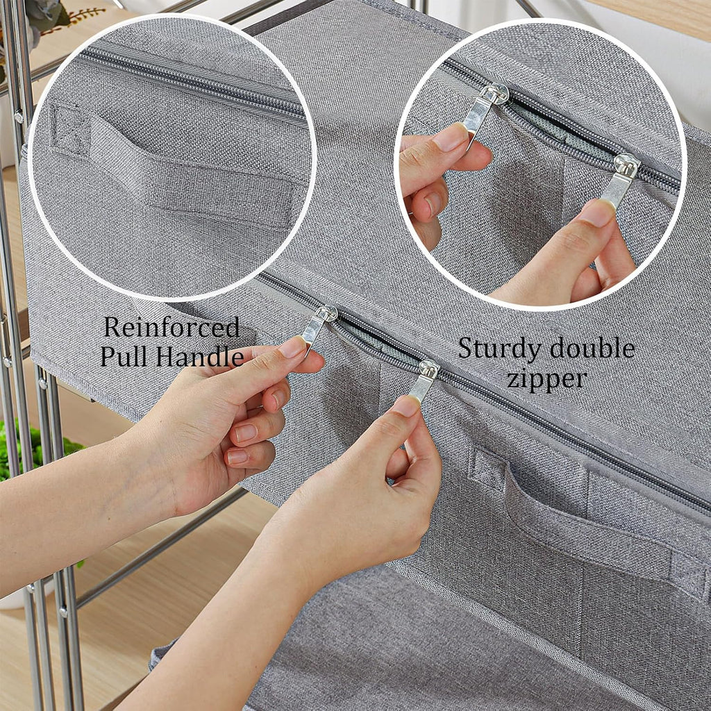 Underbed Fabric Storage Box with Lids,23.6x11.8x5.9in,Grey,2 Pack