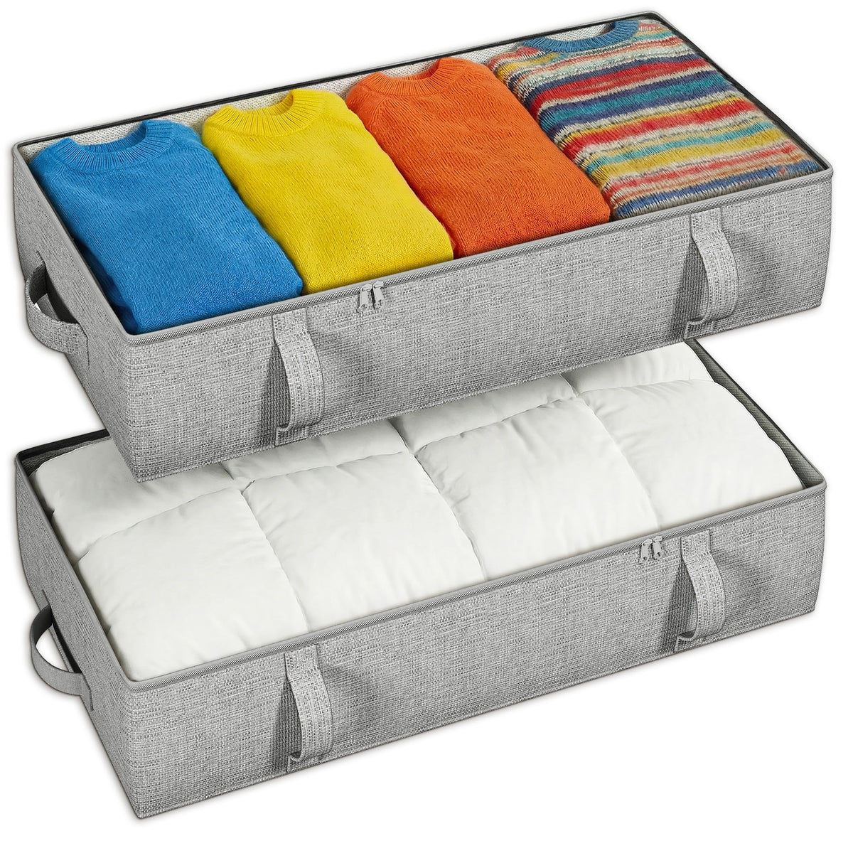 2-Pack Under Bed Storage Containers, 4.5 Inches Tall Clothes Storage, Black