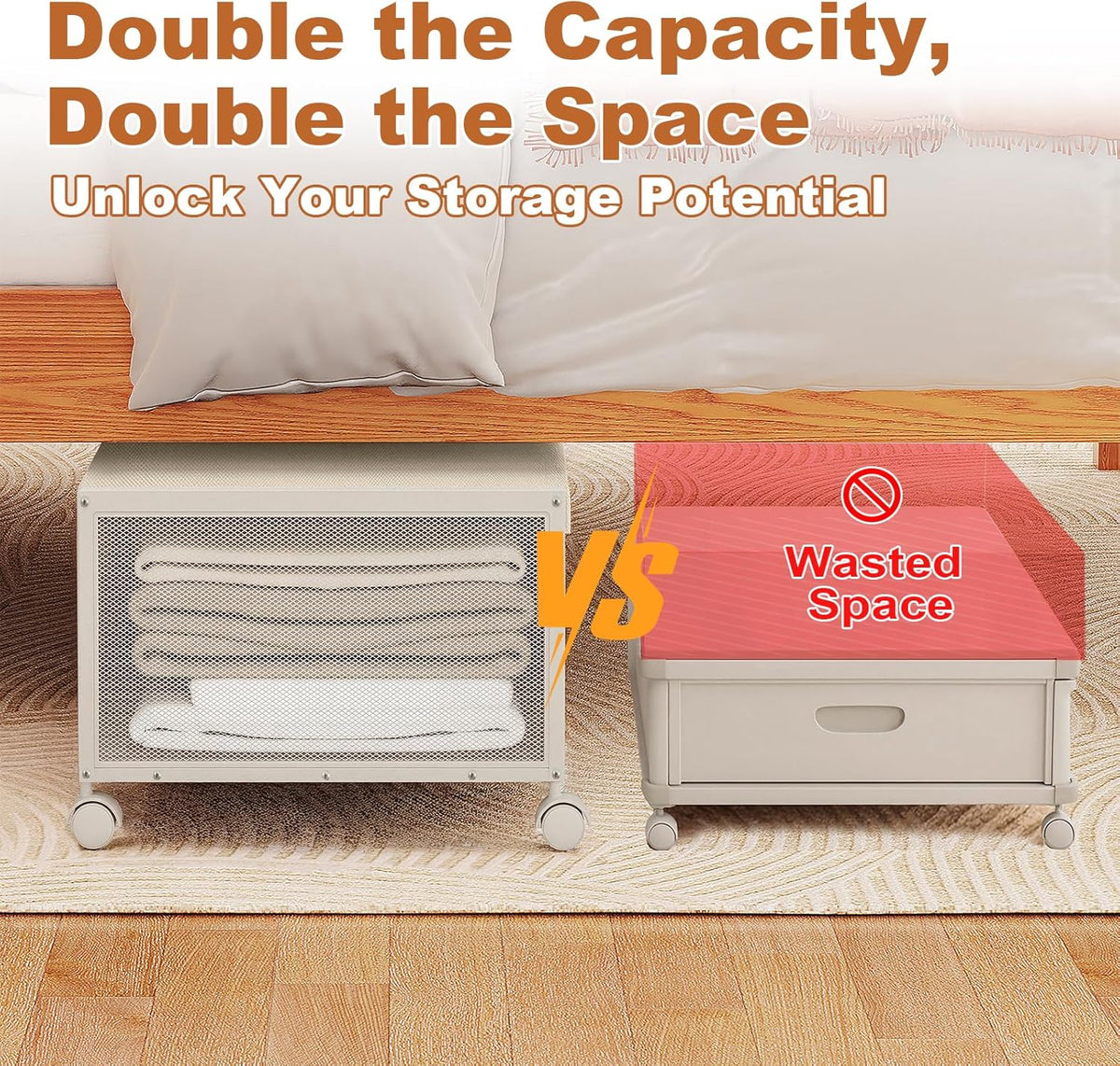 Fokyfok 2Pack Under Bed Storage Containers,12 inch Height,31 inch Long
