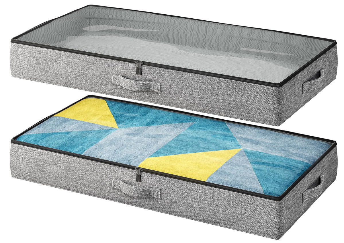 2-Pack Under Bed Storage Containers, 4.5 Inches Tall Clothes Storage, Black