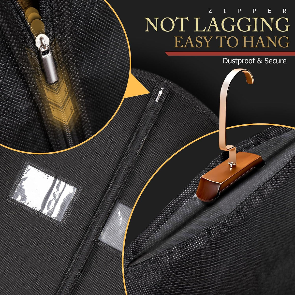 Hleelomi 2 Pack 40-in Garment Bag for Hanging Clothes Suit Bag Black