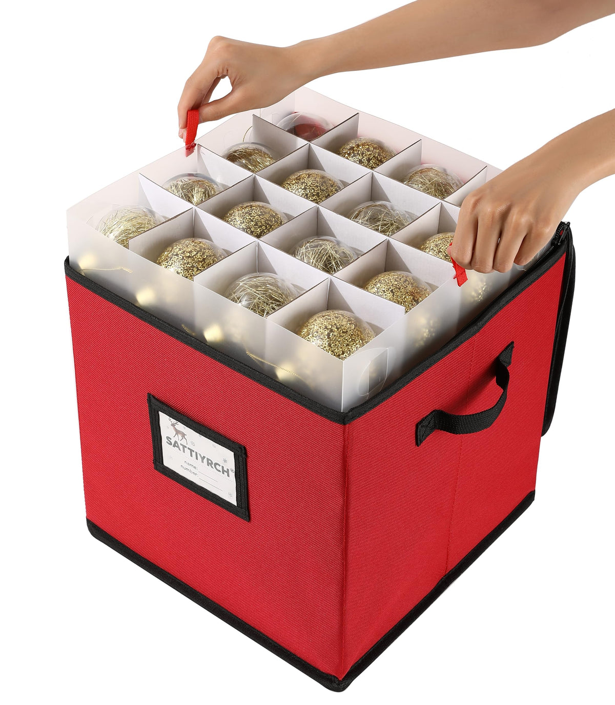 Sattiyrch Christmas Ornament Storage Box,Box Contributes Slots for 96 Holiday Ornaments 3-Inch Underbed Storage