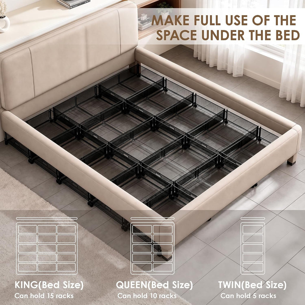 VECELO Under Bed Storage Containers with Wheels, Foldable Shoe Organizer Drawer with Handles, Space Saving for bedroom, Tool-free Assembly, 2 Pack