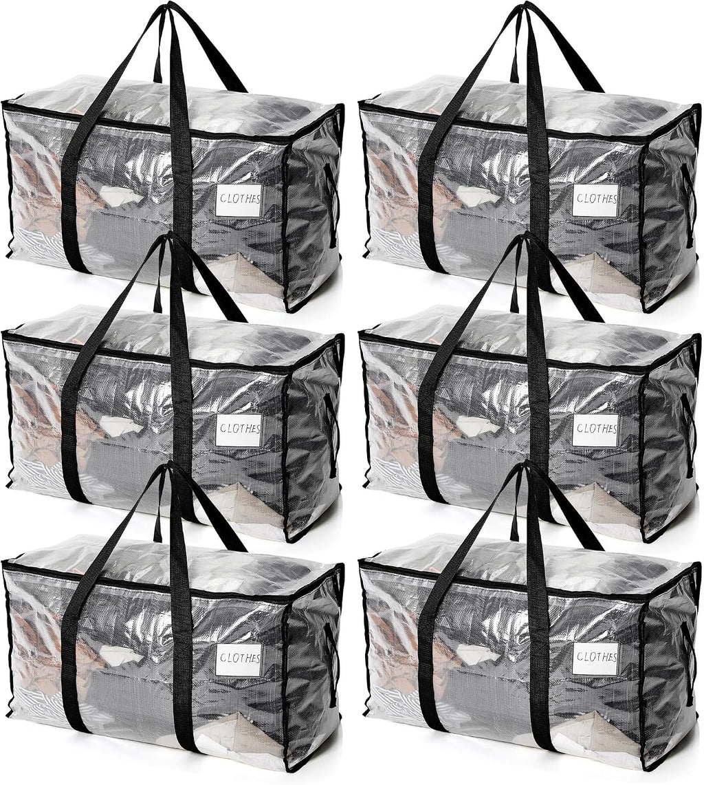6 Pack Extra Large Moving Bags Heavy Duty, Holds 110 lb, 92L Clear Bags