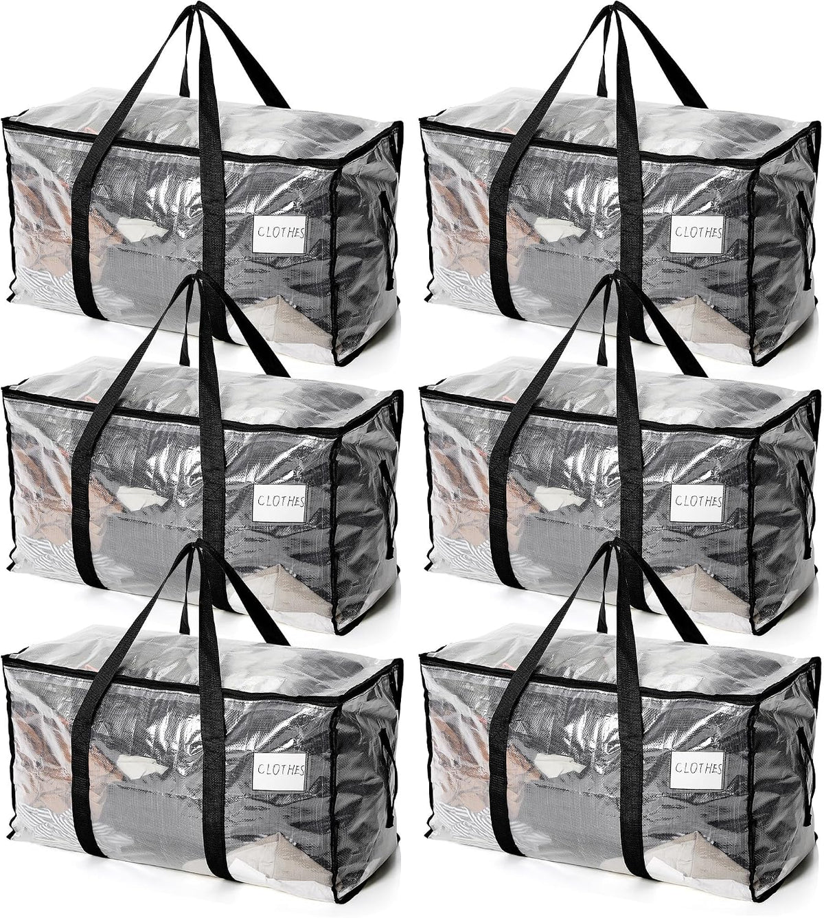 6 Pack Extra Large Moving Bags Heavy Duty, Holds 110 lb, 92L Clear Bags