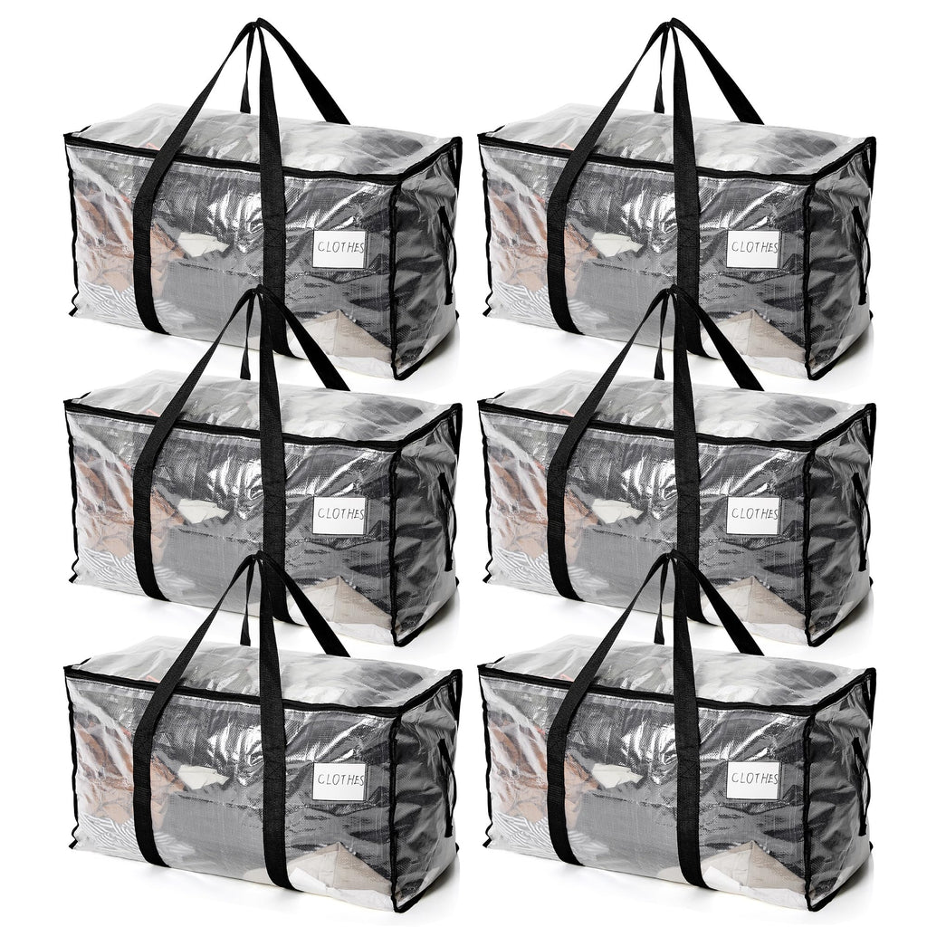 6 Pack Extra Large Moving Bags Heavy Duty, Holds 110 lb, 92L Clear Bags