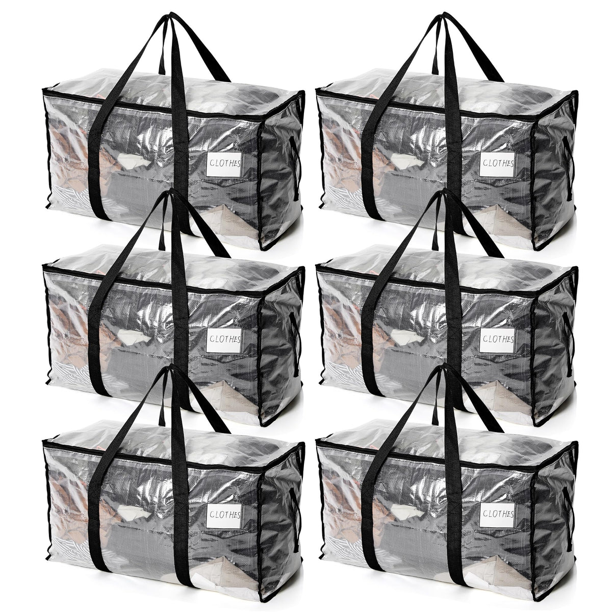 6 Pack Extra Large Moving Bags Heavy Duty, Holds 110 lb, 92L Clear Bags