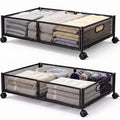 VECELO Under Bed Storage Containers with Wheels, Foldable Shoe Organizer Drawer with Handles, Space Saving for bedroom, Tool-free Assembly, 2 Pack