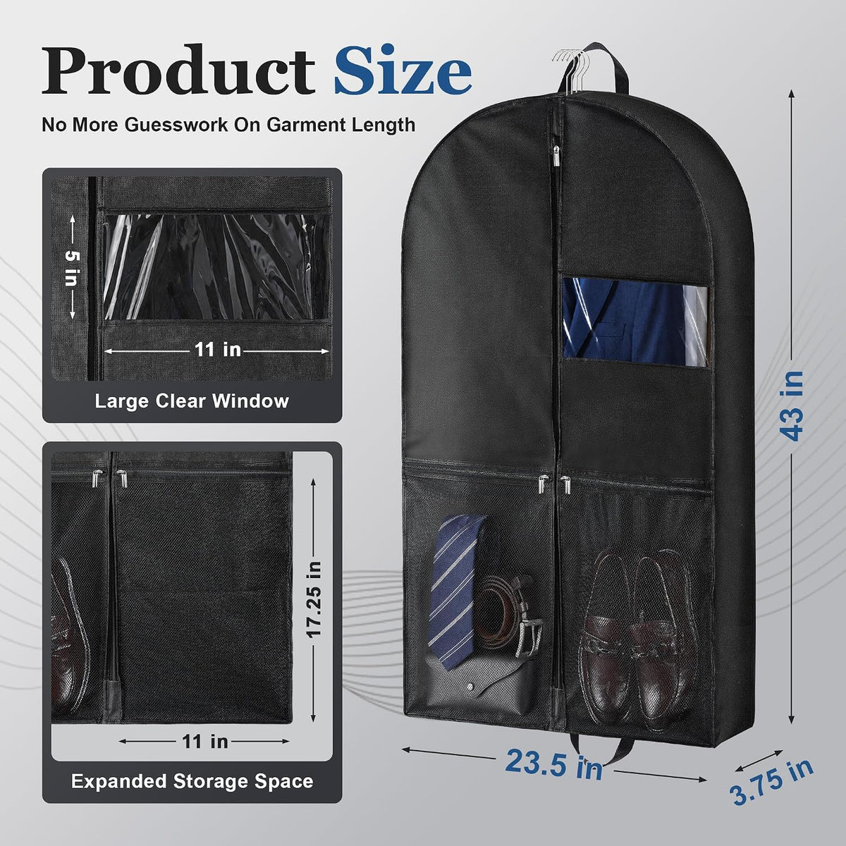 Lzerking 43" Suit Bags with Shoe Storage for Closet Storage and Travel